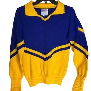 Vintage Blue and Yellow Crew Neck Cheer Cheerleader Sweater Small